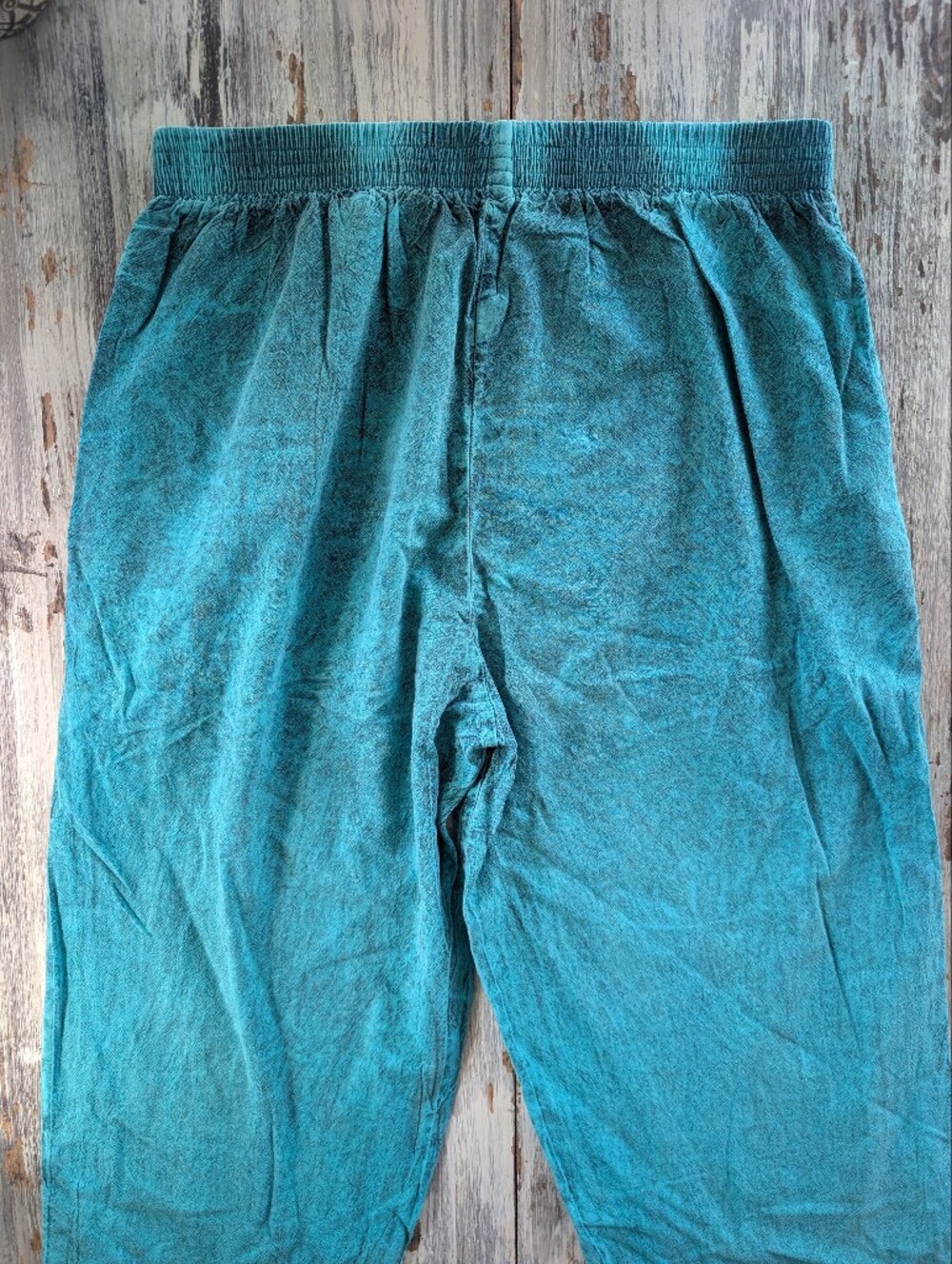 Vintage 90s EZZE WEAR Teal Cotton Pants Made in Canada Large - Picture 6 of 7
